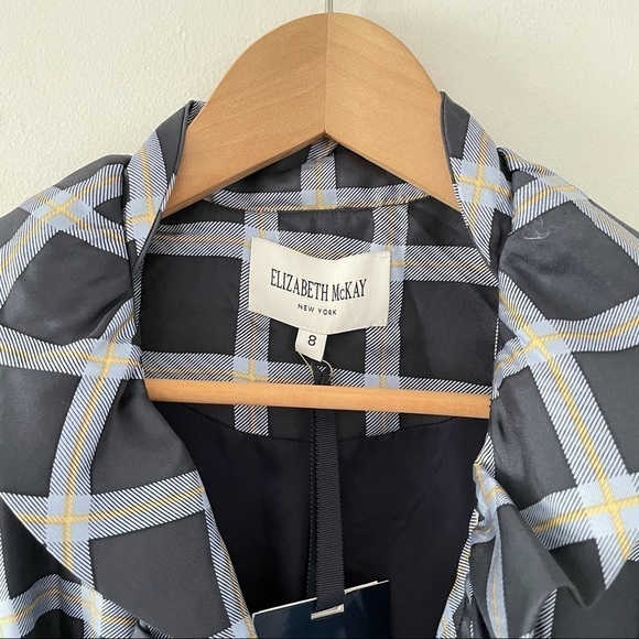 Elizabeth McKay Scotland Silk Wrap Dress in Blue Check - Picture 6 of 7